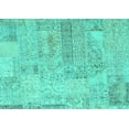 thumbnail image 1 of Ahgly Company Machine Washable Indoor Rectangle Patchwork Turquoise Blue Transitional Area Rugs, 7' x 10', 1 of 4