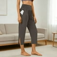 thumbnail image 5 of DAFPZW High Waisted Yoga Pants for Women Side Slit Straight Leg Cropped Pant with Pockets Workout Athletic Capris, 5 of 8