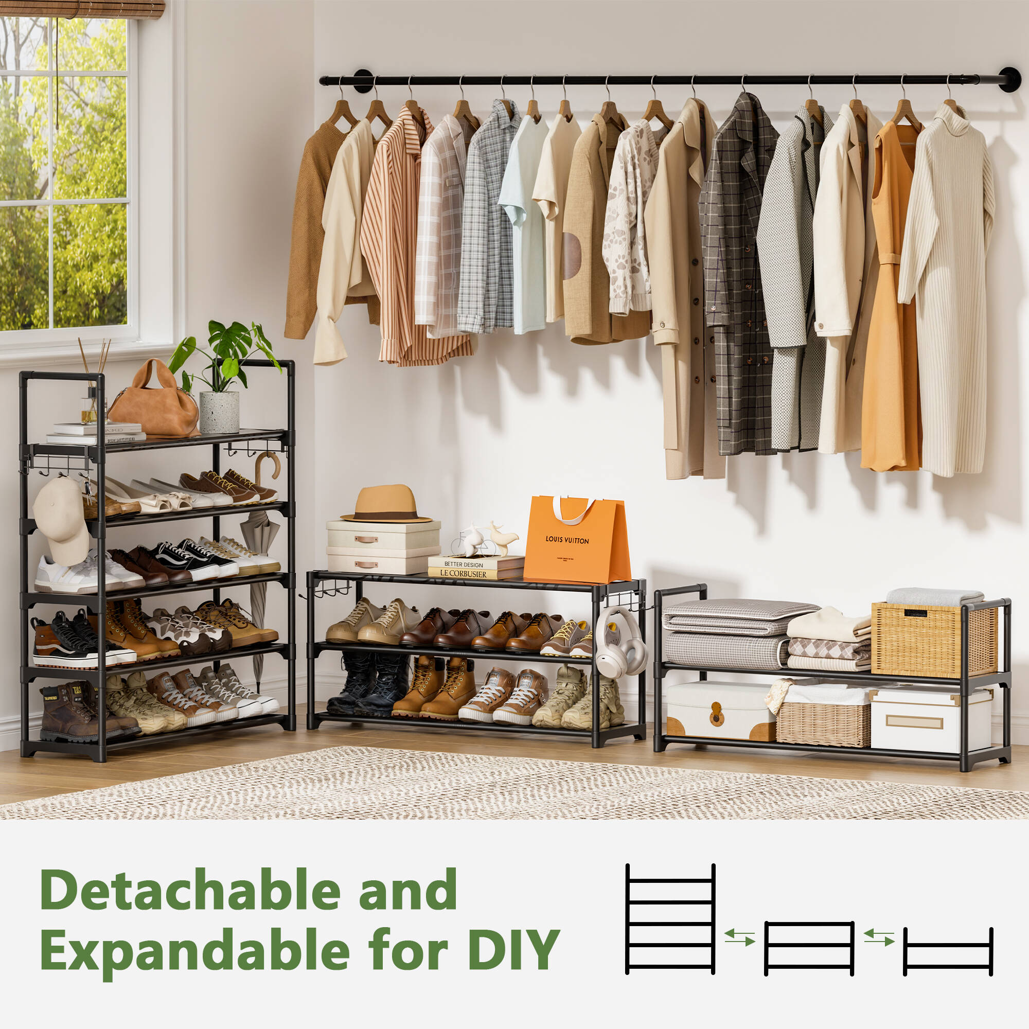 BGTREND 5-Tier Metal Shoe Rack, Black photo 2