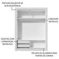 thumbnail image 5 of Ropero Closet Madesa Dallas 2 Puertas Corredizas 2 Cajones Blanco, 5 of 5