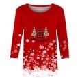 thumbnail image 4 of Blusa informal Augper con mangas 3/4 para mujer, estilo túnica holgada, estampada (Navidad), 4 of 4