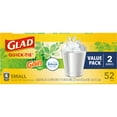 Glad Small Trash Bags, 4 Gallon, 52 Bags (OdorShield, Quick Tie, Gain