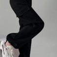 thumbnail image 5 of Kmdttou Cargo Pants Women Baggy Plus Size Solid Color Fashion Casual Loose Broad Leg Full Length Pants, 5 of 7