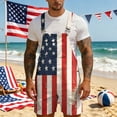 thumbnail image 3 of CAIVO Men Bib Overalls Patriotic Casual Jumpsuit With Adjustable Straps For Independence Day Celebration And Outdoor Activities Fashion Shorts Romper 1776-2026 Festival Jumpsuits, 3 of 8