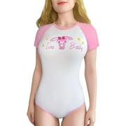 tleforbig Cotton Romper Onesie Pajamas Bodysuit - Usagi Im Baby Onesie Pink Large