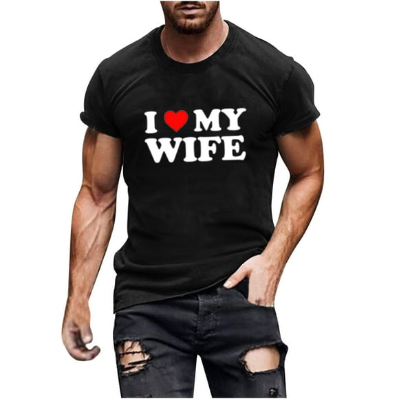 RKSTN Chemises pour Hommes Manches Courtes Mode Blouse à Manches Courtes Imprimé Lettre de la Saint-Valentin Chemise Cadeau T-Shirt Hauts Chemises Hawaïennes pour Hommes