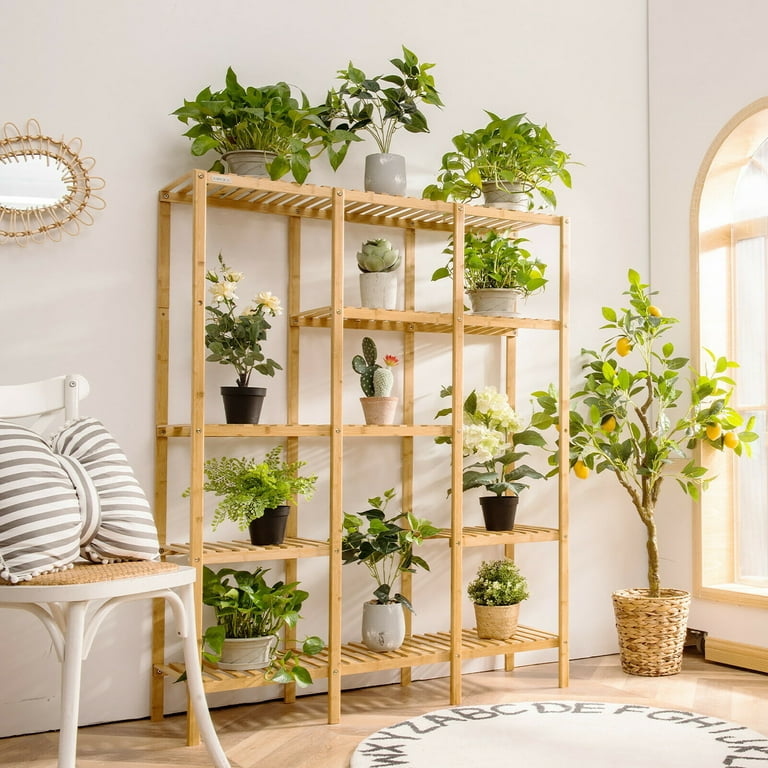 Costway Multifunctional Bamboo Shelf Storage Organizer Rack Plant Stand  Display Closet - Walmart.com