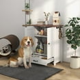 thumbnail image 2 of PawHut Dog Feeding Station w/ Storage, Adjustable Panel, Hooks, White, 2 of 10