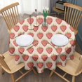thumbnail image 3 of Red Strawberry Plants Fruit Beige Pattern Round Tablecloth 60"x60",Wrinkle Wipeable Table Cloth for Kitchen Dining Room Picnic Patio Party, 3 of 6