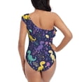 thumbnail image 5 of Gukieu Colorful Dinosaur Print One-shoulder Ruffled One-piece Swimsuit with Removable Chest Pads and Tummy-control Swimsuit for Women-X-Large, 5 of 6