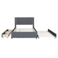 thumbnail image 3 of Full-Size Upholstered Platform Bed with Trundle, Upholstered Bedframe w/2 Storage Drawers for Kids, Teens, Mattress Foundation for Bedroom, Guestroom, Dorm, No Box Spring Required, Gray, 3 of 7