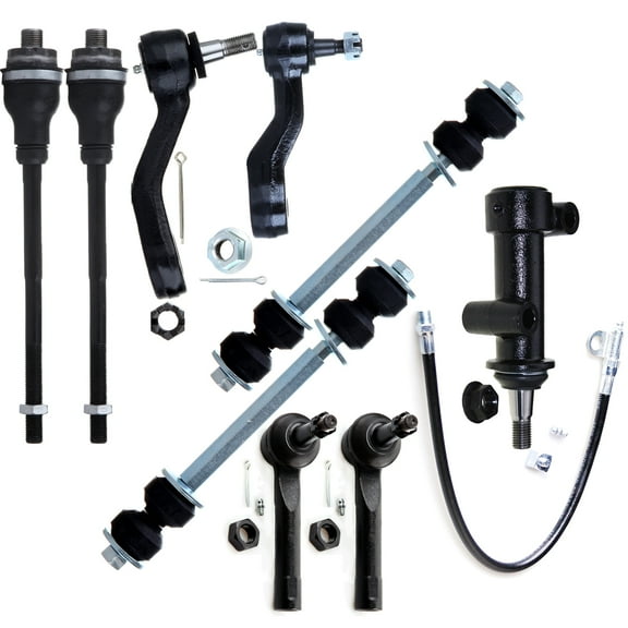 Front Sway Bar Inner Outer Tie Rod End Idler Pitman Arm fit for Cadillac Escalade ESV EXT for Chevrolet Avalanche 1500 Silverado 2500 Suburban Tahoe 9pcs Suspension Kit