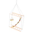 thumbnail image 1 of ZOUSSIQI Pet Hanging Ladder Bridge Steps Stairs Climbing Swing Double-Layer Wood Hamster Parrot Cage Toy CW04#1208, 1 of 13