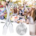 thumbnail image 2 of Disposable Clear Plastic Cutlery Disposable Utensils Heavyweight 100 Count Transparent Fork Set Tableware Home Decor, 2 of 7