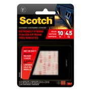 Scotch Extreme Fasteners, Clear, Plastic, 1 in x 1 in, 12 Sets, RFD7020, Holds 10 lbs
