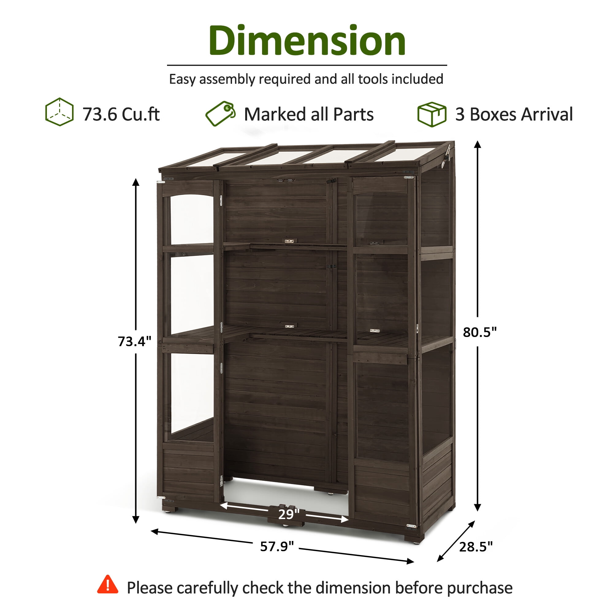 MCombo Wood Walk-in Outdoor Large Greenhouse 0899(Brown)
