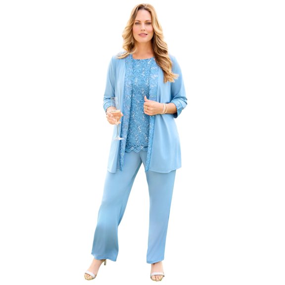 Catherines Women's Plus Size Lace Gala 3-Piece Pant Suit