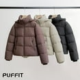 thumbnail image 4 of PUFFIT Women's Winter Puffer Jackets with Removable Hood,Zip Pockets,Stand Collar,Warm Ladies Quilted Coat, 4 of 6