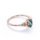 thumbnail image 3 of JeenMata Anillo Compromiso 6 Puntas Filigrana Milgrain Ovalada Drusa Ágata Verde Musgo y Moissanita 1,10 ct Marquesa Baño Oro Rosa 18K sobre Plata, 3 of 6