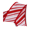 thumbnail image 3 of Red Pink White Christmas Stripe Ribbon - 2 1/2" x 10 Yards, Fuzzy Edge, 3 of 4