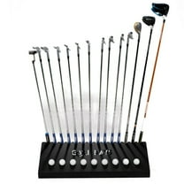 GolfBays Club Display Rack, Holds 14 Clubs & 9 Golf Balls, Indoor Golf Storage Organiser