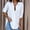 White, variant on hoksml Trendy Tops for Women,Women's Summer Solid Long Sleeve V-shaped Button Top Shirt
