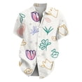 thumbnail image 4 of Mlqidk Hawaiian Button Down Shirts for Men Beach Vacation Casual Short Sleeve Shirt Tropical Floral Shirts Big and Tall Wrinkle Free T-Shirt White 3XL, 4 of 5