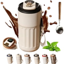 Tealier Smart Coffee Thermos, LED Temperature Display Coffee Mug Stainless Steel Thermos, Portable Hot and Cold Coffee Cup, Large Capacity Leak-Proof Lid (Black)