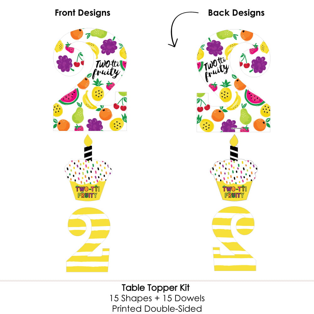 Set of 15 2nd Birthday Two-tti Fruity Table Toppers Frutti Summer Second Birthday Party Centerpiece Sticks