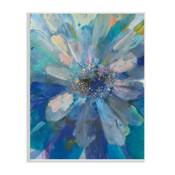 Stupell Industries Abstract Blue Floral Petals Contemporary Flower Splatter Abstract Painting Unframed Art Print Wall Art, 10 x 15