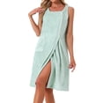 thumbnail image 4 of Inspire Chic Toalla de Ducha para Mujeres, Bata con Correa, Vestido Sin Mangas Usable con Botones y Bolsillos, Spa M Verde, 4 of 6