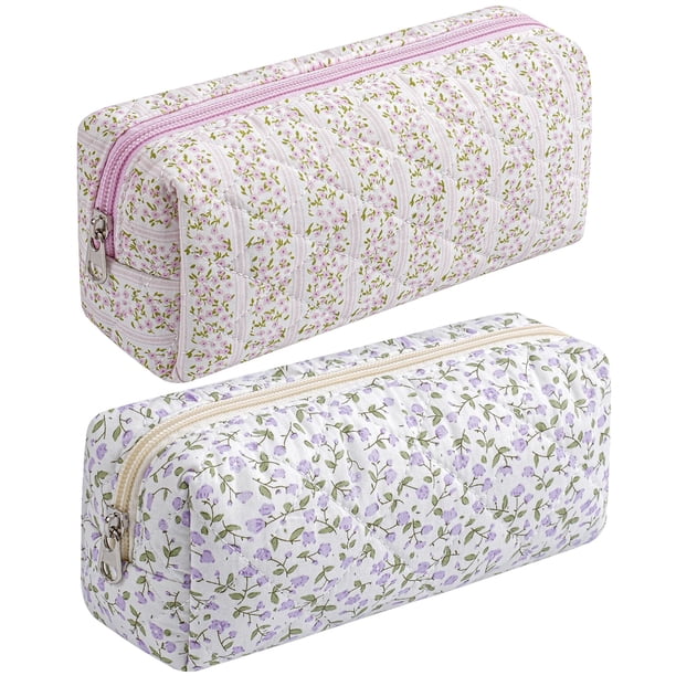 Brocha de maquillaje bolsa de cosméticos HHQQWZ de algodón floral para mujer