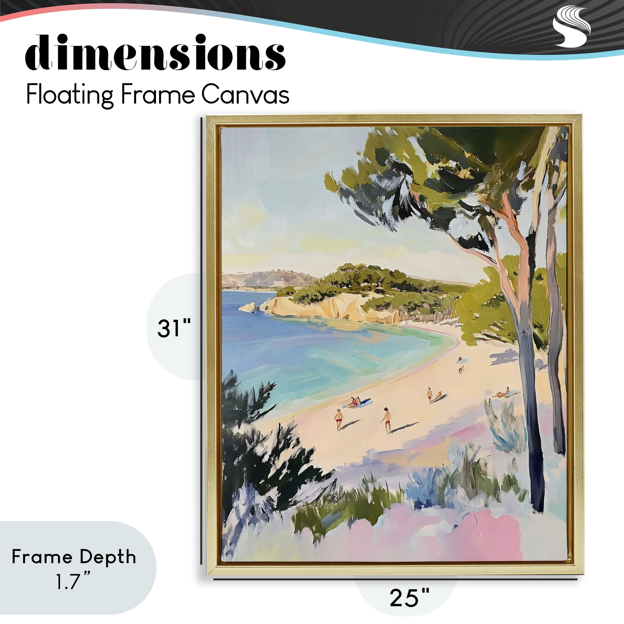 Stupell Industries Amalfi Coast Beach Escape Gold Framed Floater Canvas Wall Art, design by The Prints Vibe