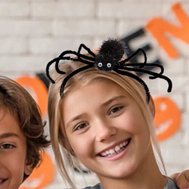 Pinza para el pelo con diseño de araña de Halloween para niñas y mujeres (negro)