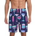 thumbnail image 1 of Balery Wine Glasses And Cocktails Pantalones cortos de pijama de punto de algodón para hombre con cinturilla y bolsillos-X-Large, 1 of 6