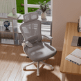 thumbnail image 7 of Ninecer Ergonomic Office Chair, Computer Desk Chair with Wheels, High Back Mesh Office Chair with Adjustable Lumbar Support, Headrest, Flip-Up Armrests, White Grey, 7 of 7