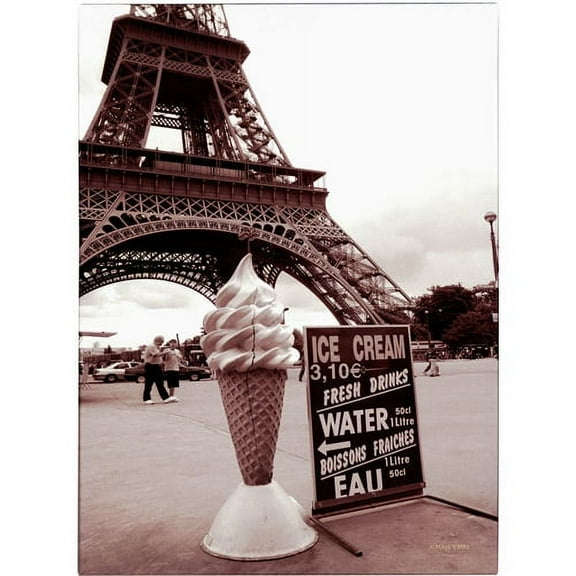 Trademark Fine Art 'Eiffel Tower with Ice Cream Cone 2' Canvas Art by Kathy Yates
