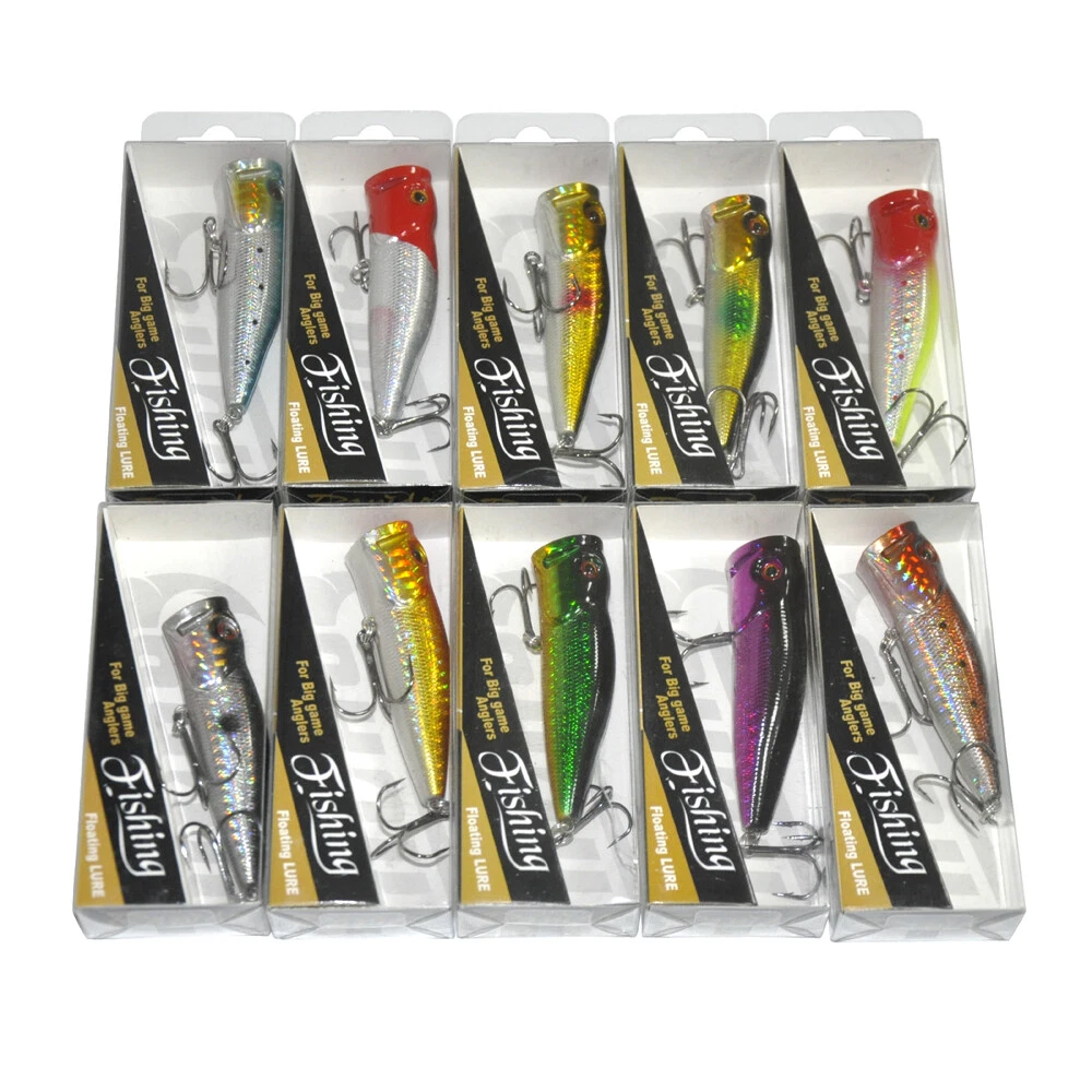 70pcs Mixed Fishing Lures Crankbait Popper Shad VIB Minnow Bass Frog Crank Bait