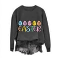 thumbnail image 2 of successthop Easter Womens Oversized Crewneck Sweatshirts Easter Eggs Letters Holiday Gifts Tees Round Neck Tops Long Sleeve Shirts Loose Fit Groovy Party Blouse Clothes Gray L(US=8), 2 of 4