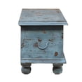 thumbnail image 4 of 19 Inch Tall Bedroom Storage Wooden Bedroom Chest | Blue Color Coffee Table | Handcarved Hallway Solid Wood Blanket Storage Cabinet, 4 of 8