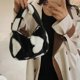 thumbnail image 5 of Cute Plush Heart Top Handle Bag for Ladies Warm Fuzzy Shoulder Bags Carryall for Casual Outfits in Fall and Winter off white, 5 of 5