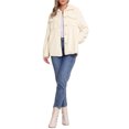 thumbnail image 2 of Abrigos de piel sintética INSPIRE CHIC para mujer, chaqueta de forro polar con solapa y botones, exterior color beige, 2 of 6
