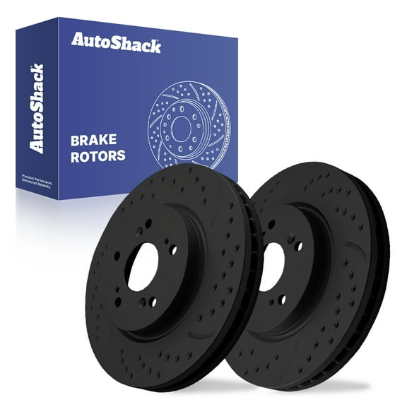AutoShack Front Vented Drilled & Slotted E-Coated Brake Rotors Black Finish 2-PC Set Replacement for 2007-2016 Honda CR-V 2007-2012 Acura RDX 2012-2015 Honda Crosstour NightGuard 11.65" (295.8 mm)