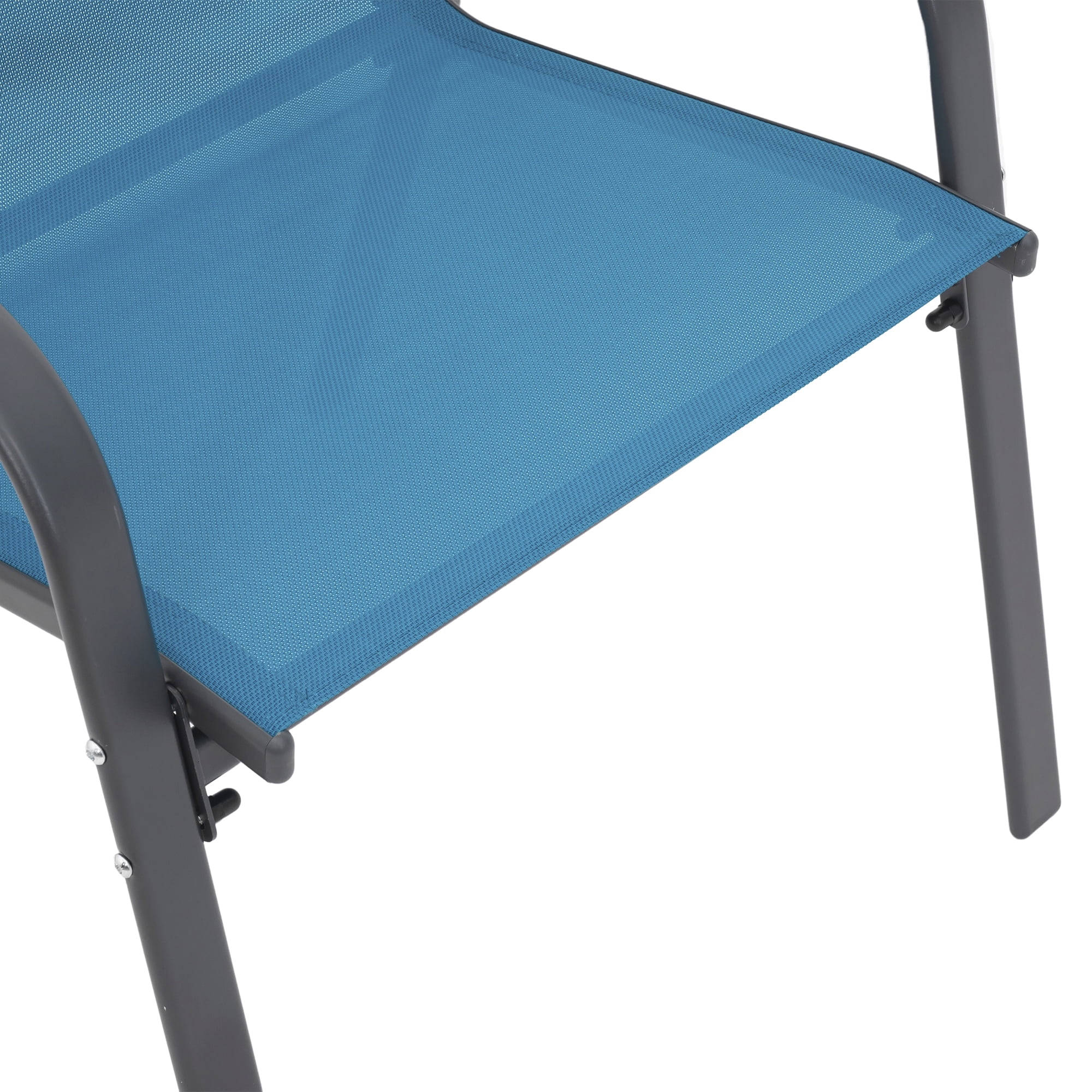 Leumius Outdoor Dining Chair Set of 6, All-Weather Patio Dining Chair with High Backrest and Metal Frame, Indoor Outdoor Chairs for Bistro, Deck, Backyard, Porch,Blue