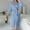 Light Blue, variant on Womens Fuzzy Robe Mid Length Bathrobe Belted Soft Bath Robes Plush Kimono Robe with Pockets Fall Winter Spa Robes S-2XL