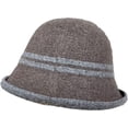 thumbnail image 3 of CoCopeaunts Women's Bucket Hat Double Stripe Wool Fisherman Hat Fashion Versatile Outdoor Fashion Roll-up Brim Warm Winter Hat, 3 of 8