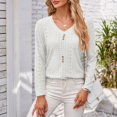 thumbnail image 5 of yunLCZ Ladies Blouse Everyday Low Price V Neck Long Sleeved T Shirt Loose Button Top Office casual blouse with leggings, 5 of 7
