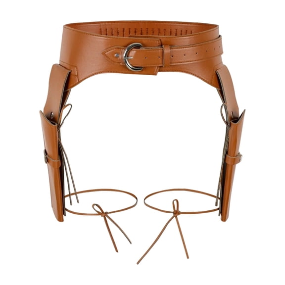 LUOGENLI Vintage Wild Holster Belt, Adjustable Leather Waist Strap Cowboy Halloween Party Outfit Prop Coffee One Size