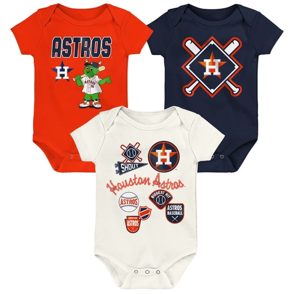 Newborn Outerstuff Houston Astros Home Plate 3-Piece Creeper Set