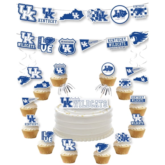 Suministros De Fiesta De La Universidad De Kentucky Para Regalo De Cumpleaños De Fútbol, Pancarta Y Decoración Para Tartas (42 Piezas) (Kentucky Wildcats)